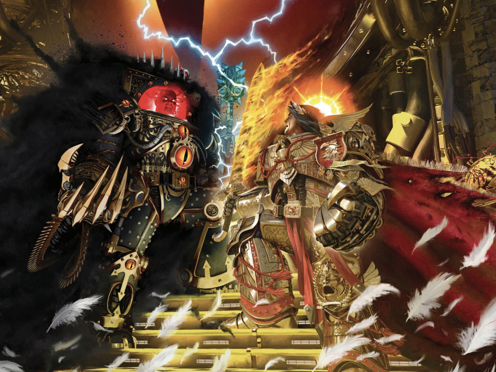 Horus Heresy, battle, Warhammer 40 000, Emperor of Mankind, Horus, artbook,...