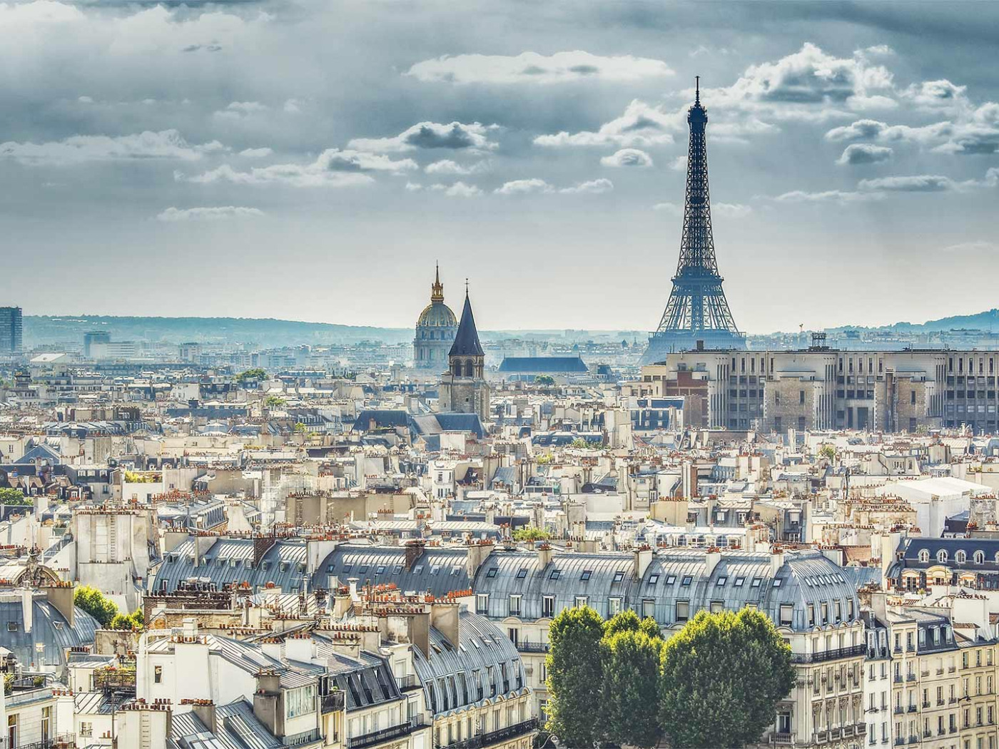 Скачать обои Франция, Париж, панорама, Эйфелева башня, раздел город в разре...