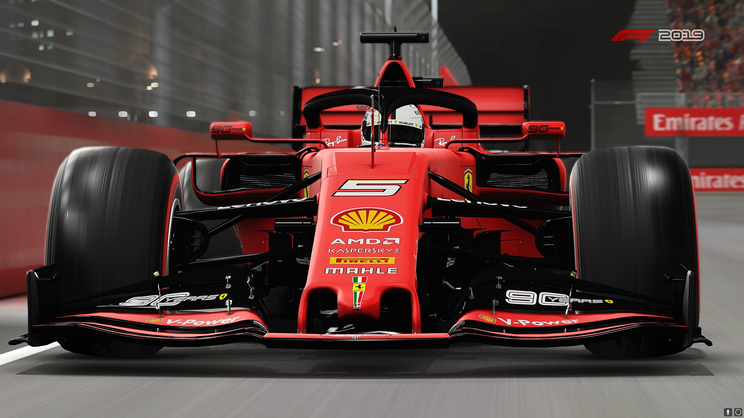 Скачать обои трасса, гоночный автомобиль, Ferrari SF90, F1 2019, раздел игр...