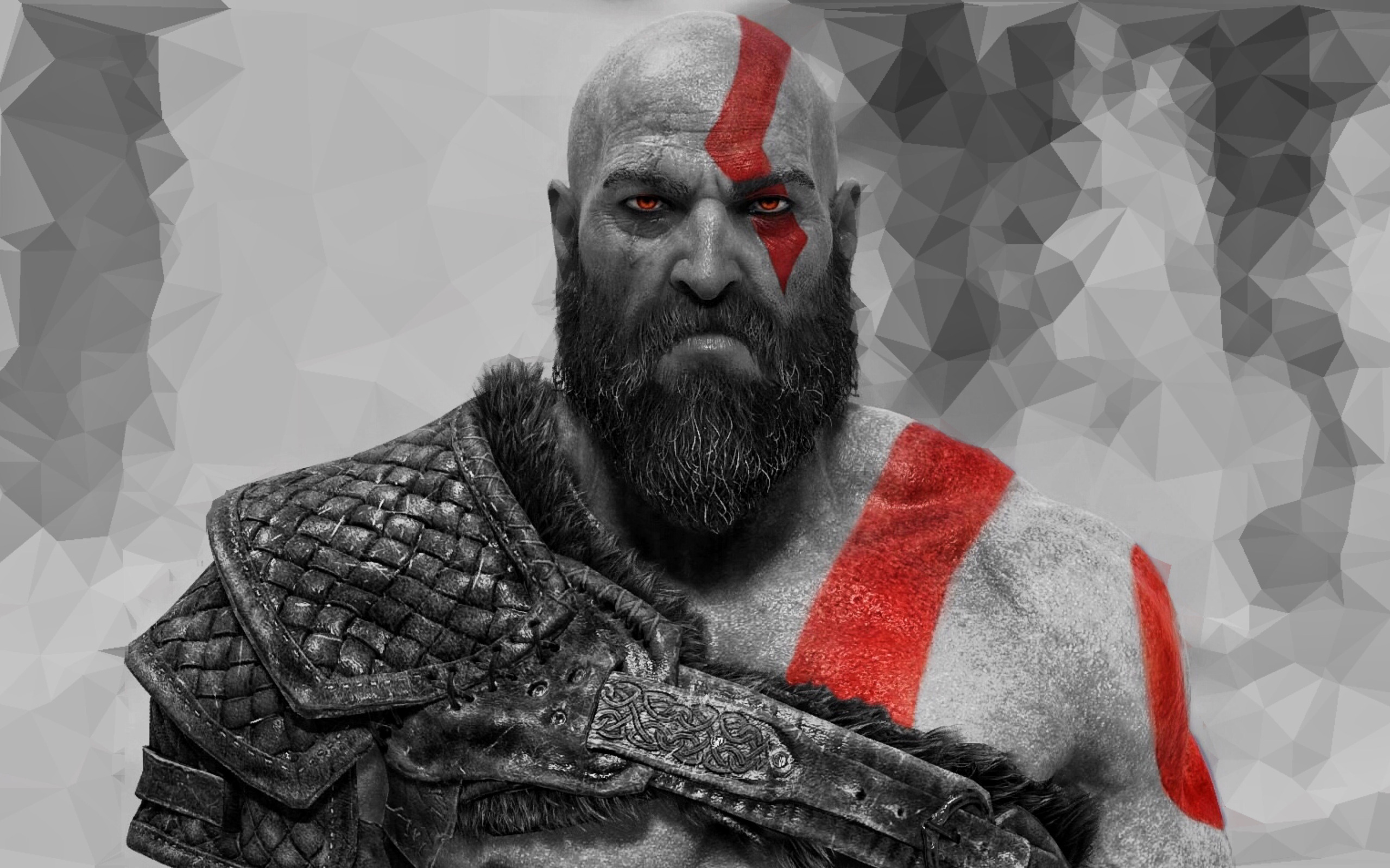 god of war, weapon, kratos, red eyes, man, pose, viking, spartan, warrior, ...