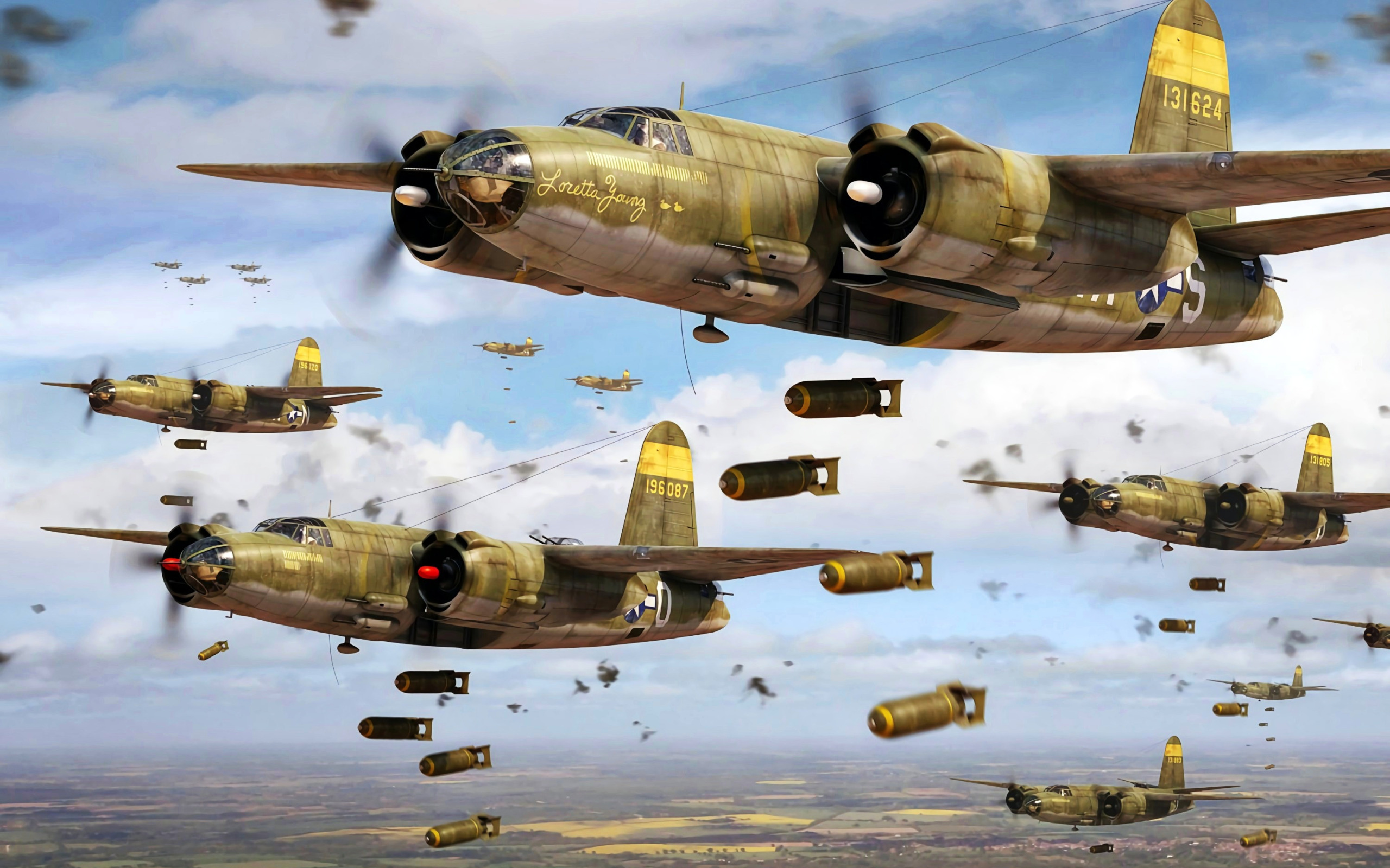 США, Marauder, WWII, Бомбардировка, B-26, Авиабомбы, Тактический бомбардиро...