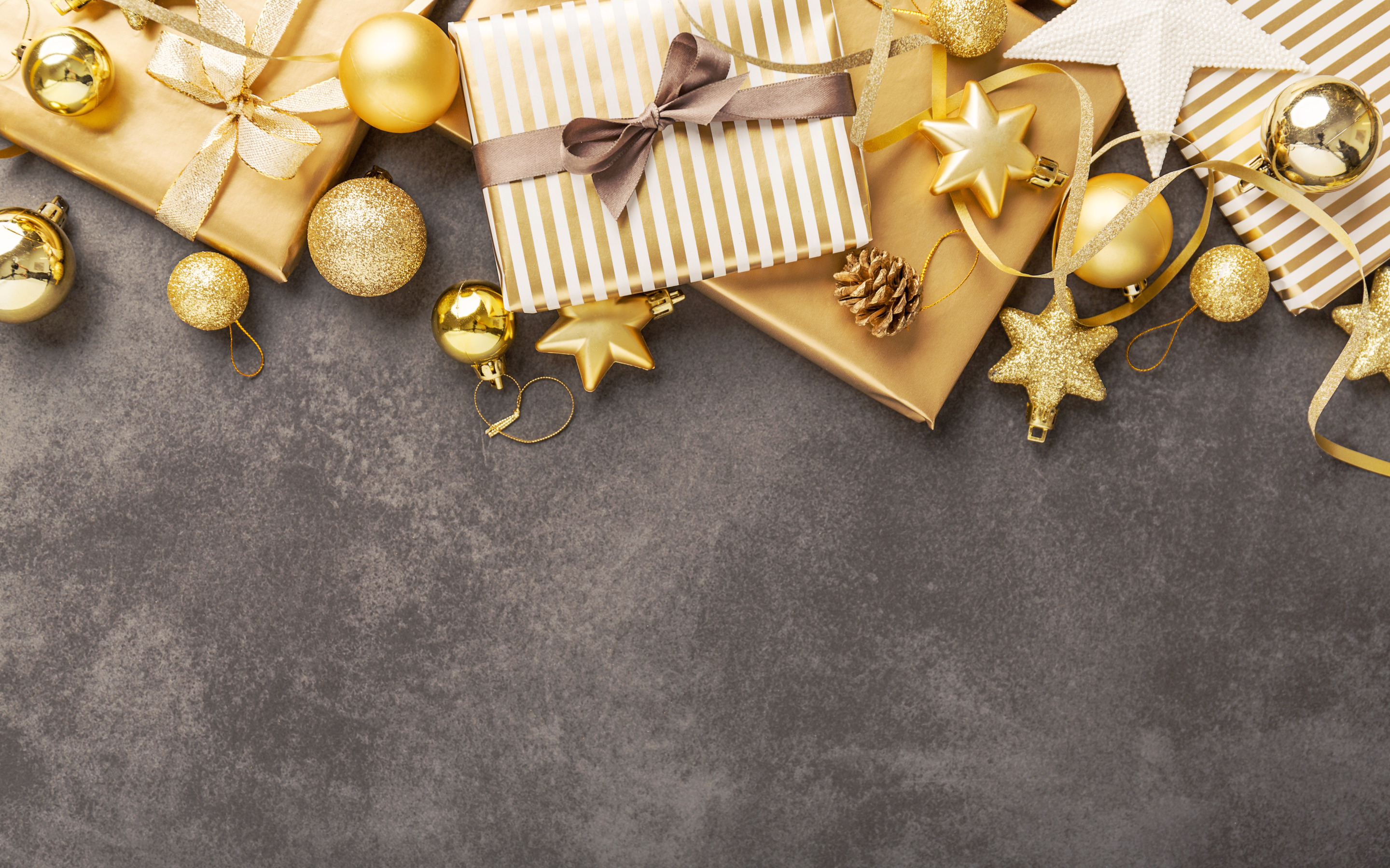 украшения, шары, Новый Год, Рождество, подарки, silver, golden, Christmas, ...