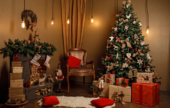 Картинка украшения, шары, елка, Новый Год, Рождество, подарки, Christmas, balls, design, New Year, gift, room, interior, …