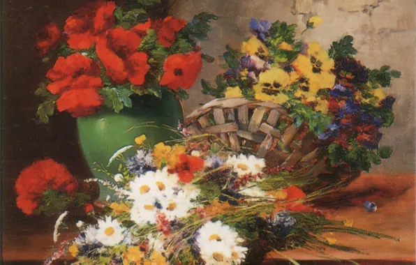 Картинка цветы, корзина, ваза, CAUCHOIS