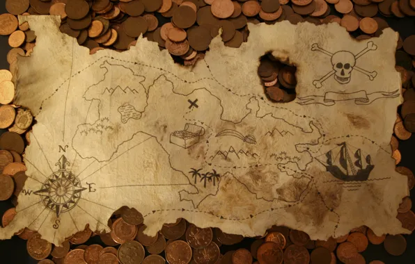 Картинка карта, деньги, монеты