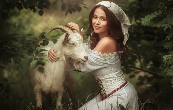 Картинка девушка, коза, Алина Иванова
