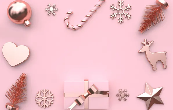 Картинка украшения, фон, розовый, шары, Новый Год, Рождество, Christmas, balls, pink, New Year, gift, decoration, xmas, …