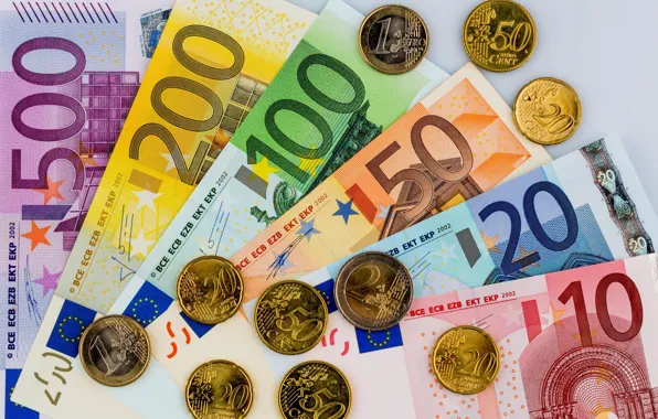 Картинка деньги, евро, монеты
