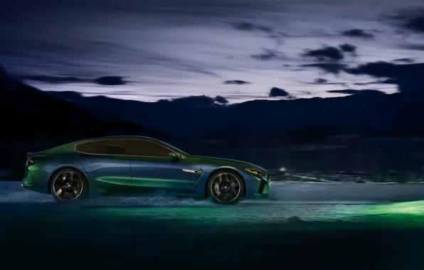 Картинка темно, купе, BMW, профиль, 2018, M8 Gran Coupe Concept
