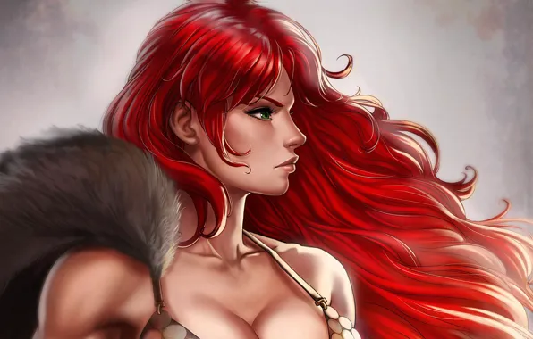 Картинка девушка, воительница, Red Sonja, Рыжая Соня, by Dandonfuga