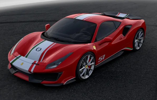 Картинка асфальт, фон, Ferrari, 2019, 488 Pista Piloti Ferrari
