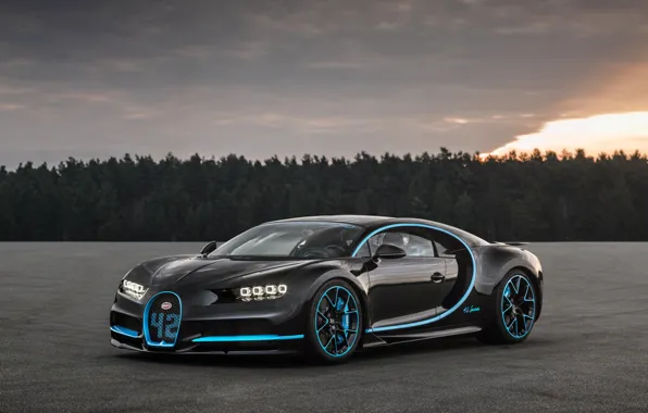 Картинка Bugatti, Black, 2017, Chiron