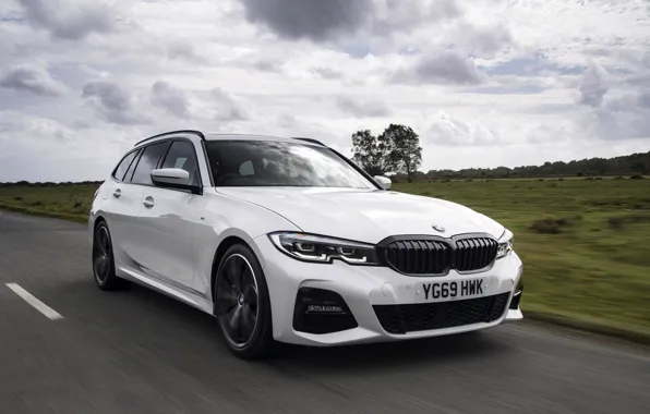 Картинка белый, BMW, 3-series, универсал, 3er, 2020, UK version, G21, 330i Touring