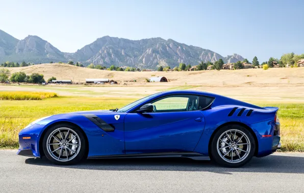 Картинка синий, спорткар, вид сбоку, Gran Turismo, Ferrari F12 TDF