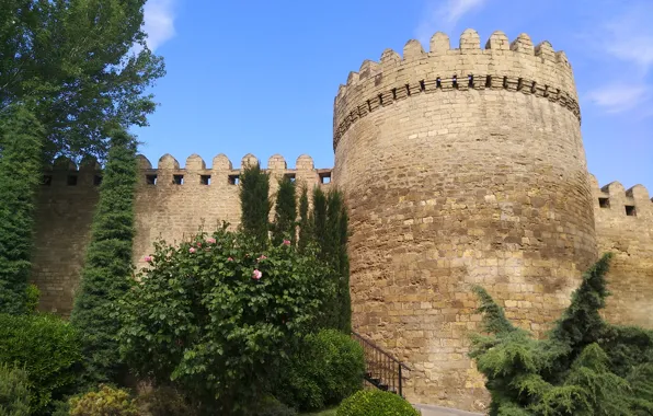 Картинка Башня, Крепость, Азербайджан, Azerbaijan, Baku, Баку