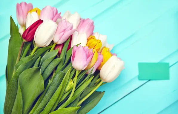 Картинка цветы, букет, весна, colorful, тюльпаны, fresh, pink, flowers, tulips, spring