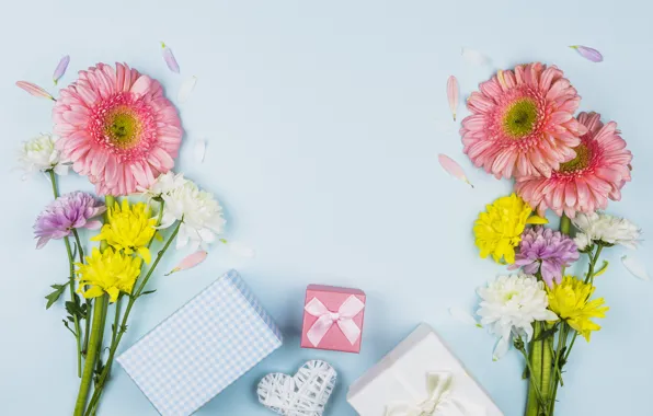 Картинка цветы, подарки, сердечко, поздравление, букеты, День матери