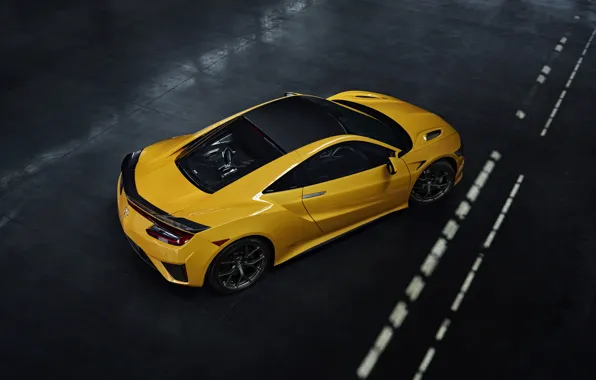 Картинка жёлтый, купе, сверху, Honda, Acura, NSX, 2020