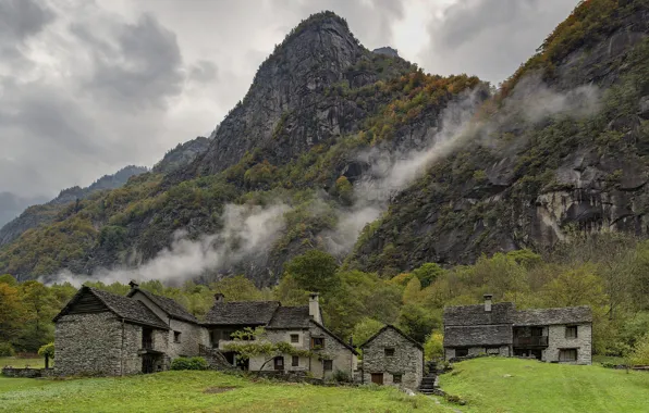 Картинка горы, Швейцария, домики