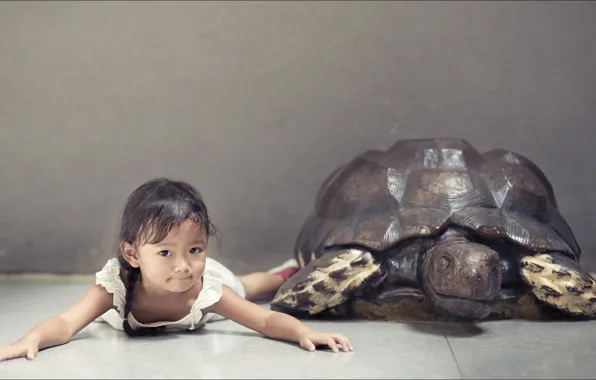 Картинка girl, two, children, kid, turtle, other, Oops