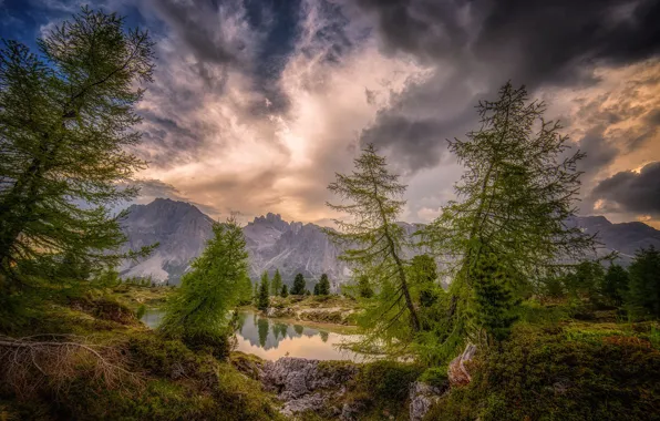 Картинка горы, озеро, Италия, Доломиты