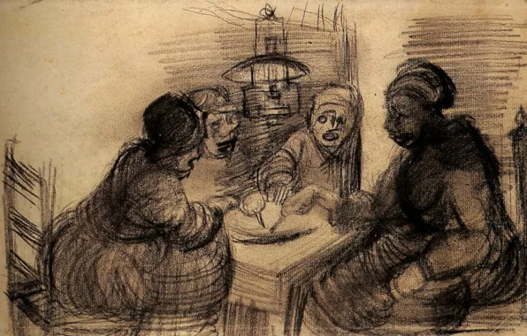 Картинка Винсент ван Гог, Sharing a Meal, Four People