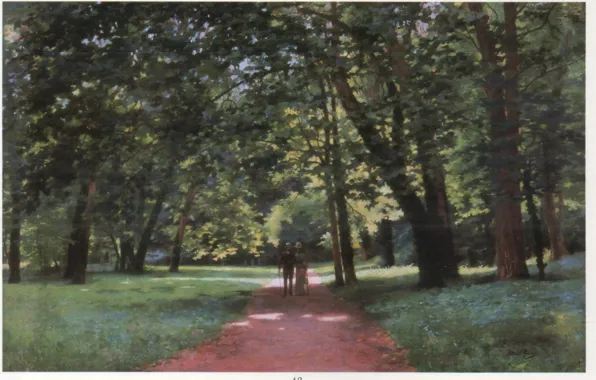 Картинка деревья, пара, дорожка, прогулка, мужчина и женщина, THE PROMENADE, GIRARD