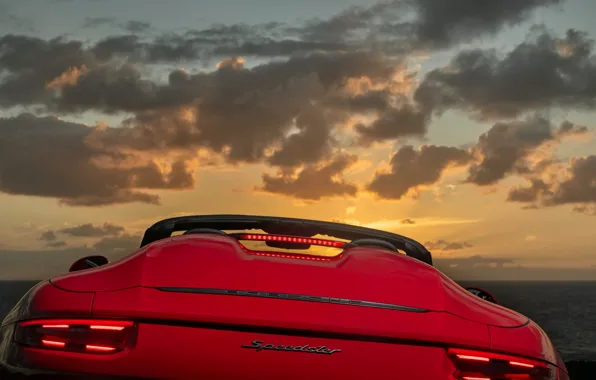 Картинка облака, красный, зад, 911, Porsche, Speedster, 991, 2019, 991.2