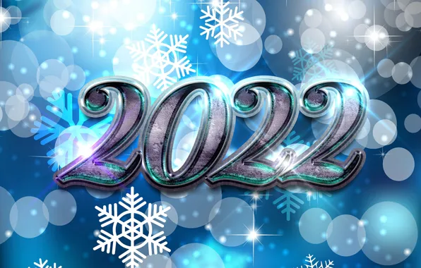 Картинка зима, снежинки, фон, цифры, Новый год, new year, 2022