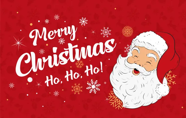 Картинка снежинки, Рождество, Новый год, Санта Клаус, красный фон
