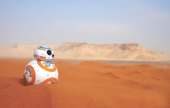 Картинка песок, пустыня, робот, star wars, андроид, BB-8
