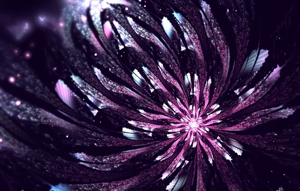 Картинка flower, digital, glow, abstraction, purple, fractal