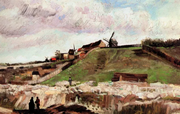 Картинка мельница, Vincent van Gogh, of Montmartre with Quarry, The Hill
