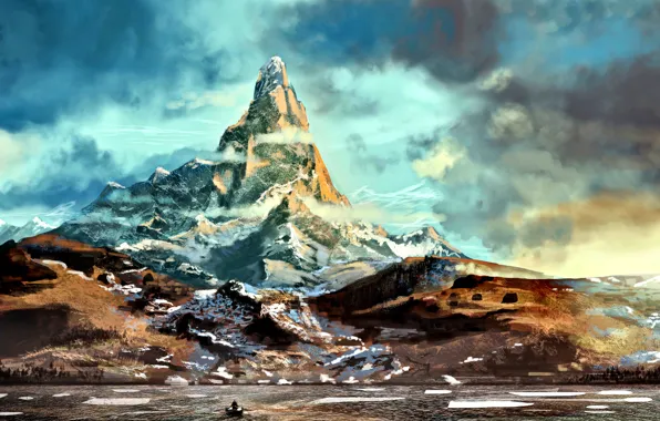 Обои art, The Hobbit, Erebor, Средизе́мье, Lonely Mountain картинки на