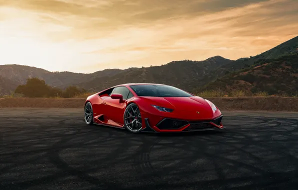 Картинка горы, красный, Lamborghini Huracan