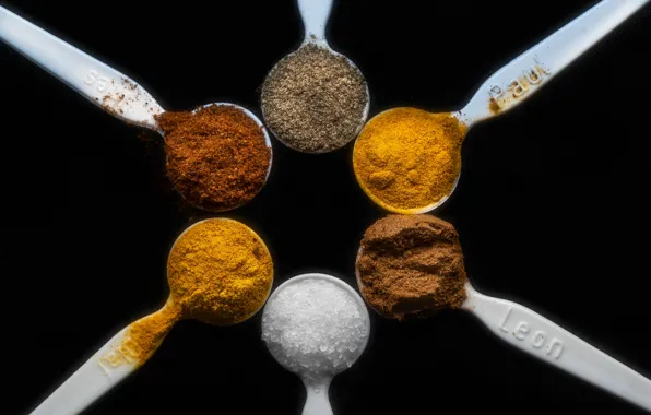 Картинка cinnamon, pepper, salt, turmeric, saffron, Kurkuma, Cayenne papper