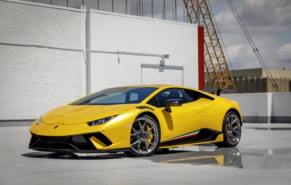 Картинка Lamborghini, Yellow, VAG, Performante, Huracan, Roof, Sight, LED