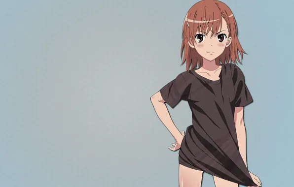 Картинка Girl, Anime, Smile, Toaru Kagaku no Railgun, Cute, Pretty, Pose, T-shirt, Toaru Majutsu no Index, …