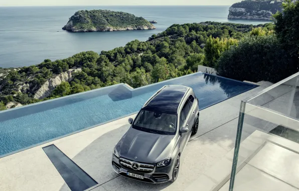 Картинка машина, вода, Mercedes-Benz, кроссовер, GLS, полноразмерный внедорожник, 2019