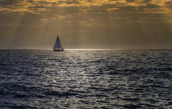 Картинка море, лучи, яхта, sea, rays, yacht, Ronny Olsson