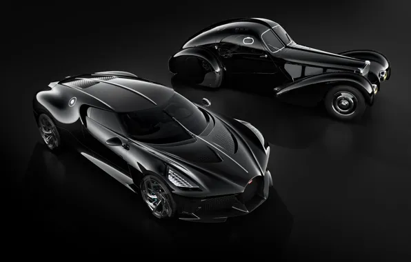 Картинка машины, ретро, черный, Bugatti, стильный, гиперкар, La Voiture Noire