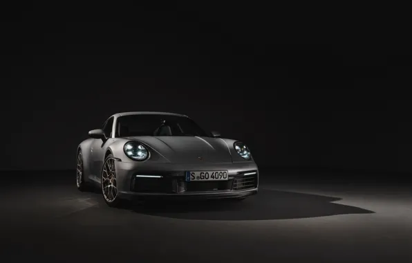Картинка фон, купе, 911, Porsche, тёмный, Carrera 4S, 992, 2019