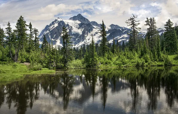 Картинка озеро, гора, Вашингтон, США, Шексан