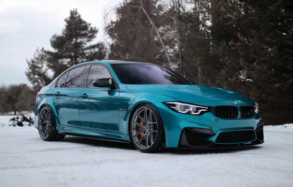Картинка BMW, Blue, Winter, Snow, F80, Adaptive LED