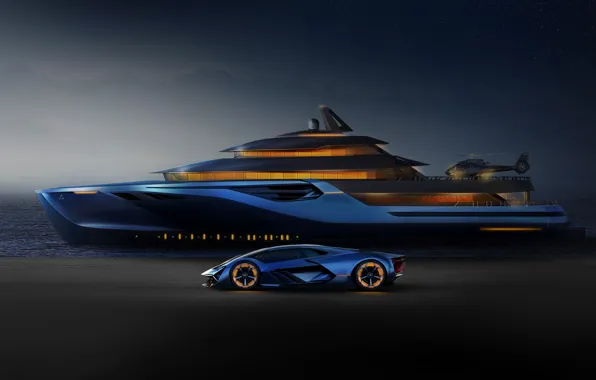 Картинка рендеринг, Lamborghini, яхта, Terzo Millennio