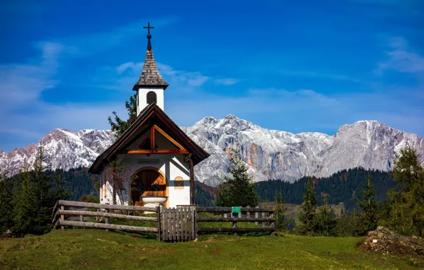 Картинка горы, Австрия, часовня