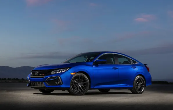 Картинка синий, Honda, седан, Civic, четырёхдверный, 2020, 2019, Si Sedan