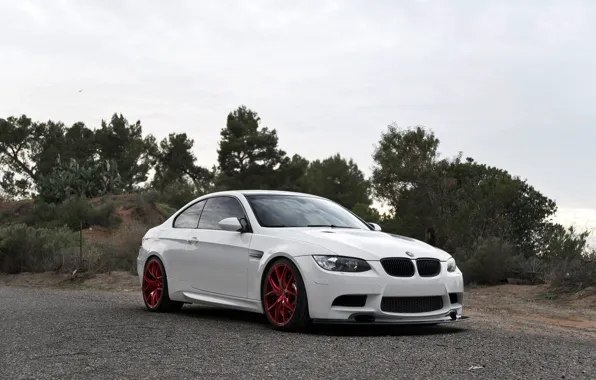 Картинка BMW, White, E92, M3, Carbon lip