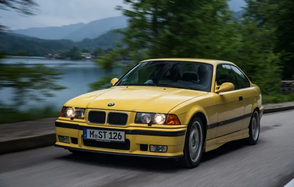 Картинка жёлтый, купе, BMW, BMW M3, E36, M3, (1992–1999)