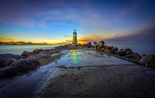 Картинка sunrise, Santa Cruz, walton lighthouse, First Morning Lights